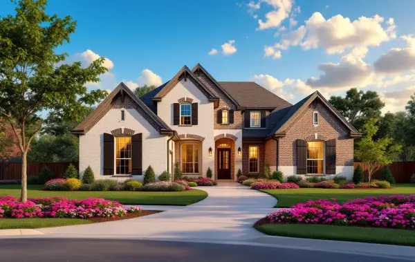 Single-story stone home on a one-acre treed lot near the North San Gabriel River