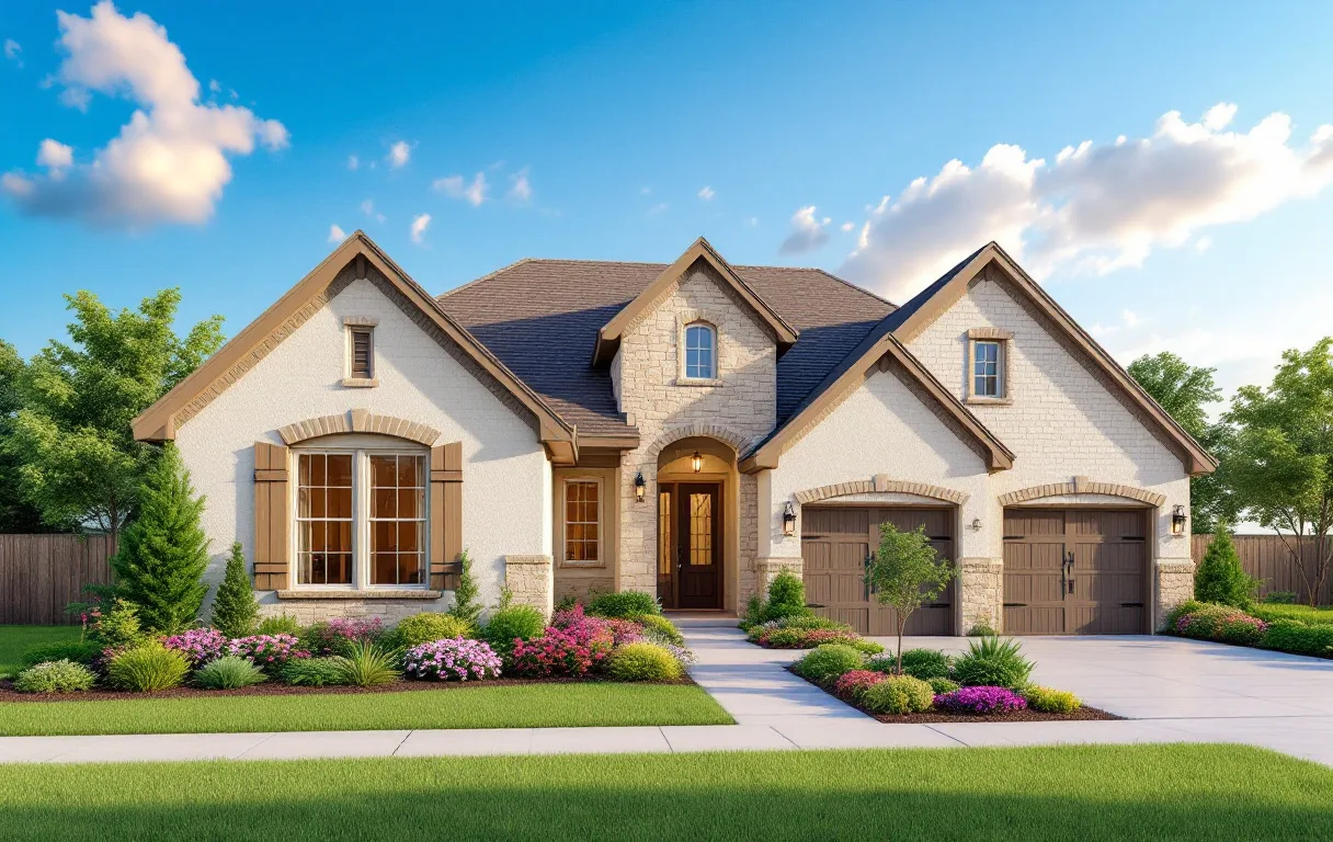 Established street of two-story suburban homes on modest hillside lots with maturing trees